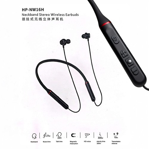 HP - NW16H Neckband Stereo Wireless Earbuds And Standy Time 300hr